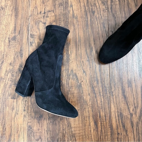 Valentino • Stretch-Suede Sock Boots ankle booties block heeled zip leather - Picture 8 of 16